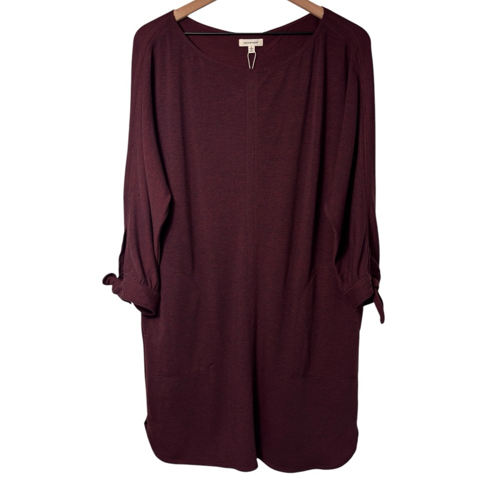 MAX STUDIO WOMEN MAROON KNIT MINI DRESS SIZE LARGE BRAND NEW WITH TAGS